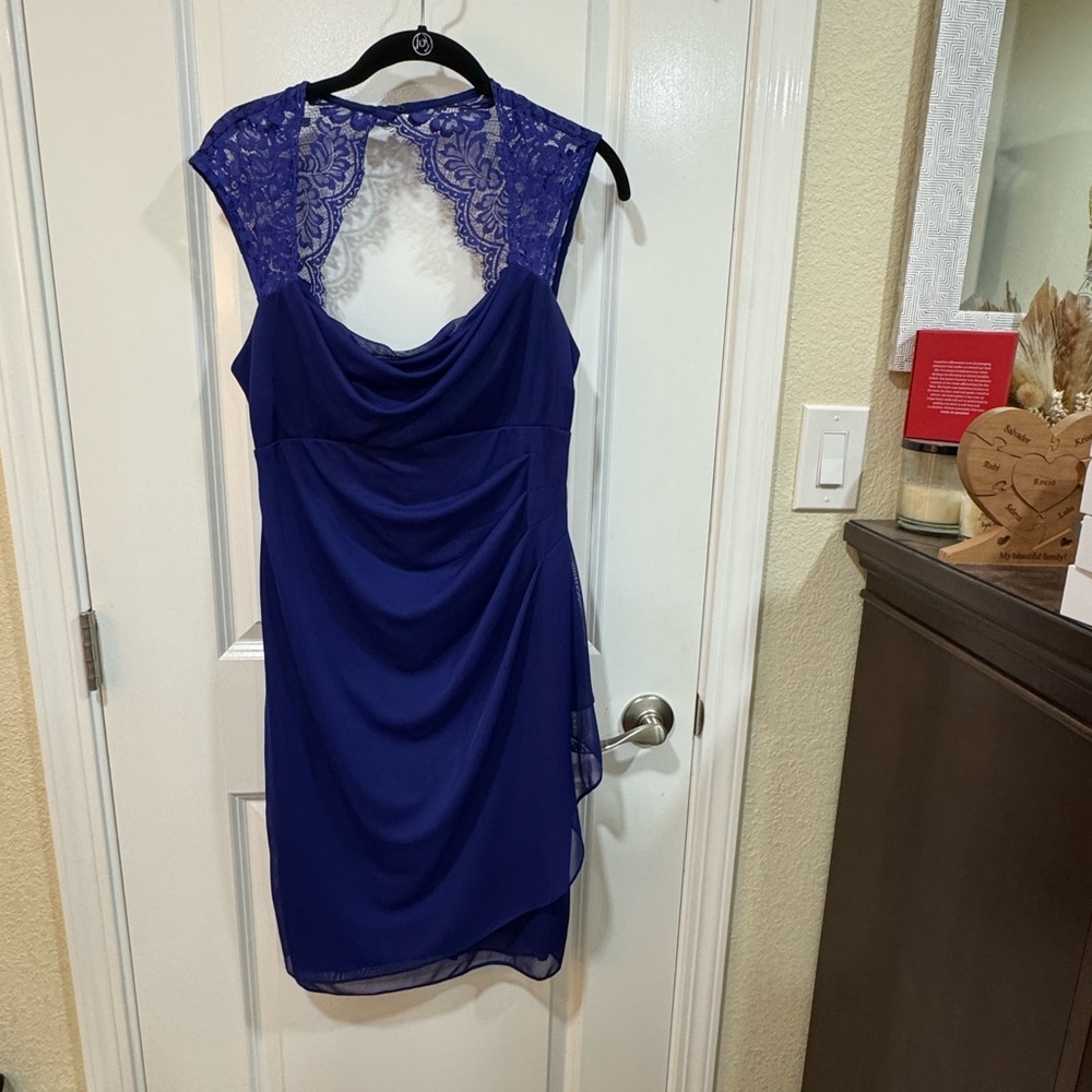 Scarlett Royal Blue Asymmetrical Lace Dress